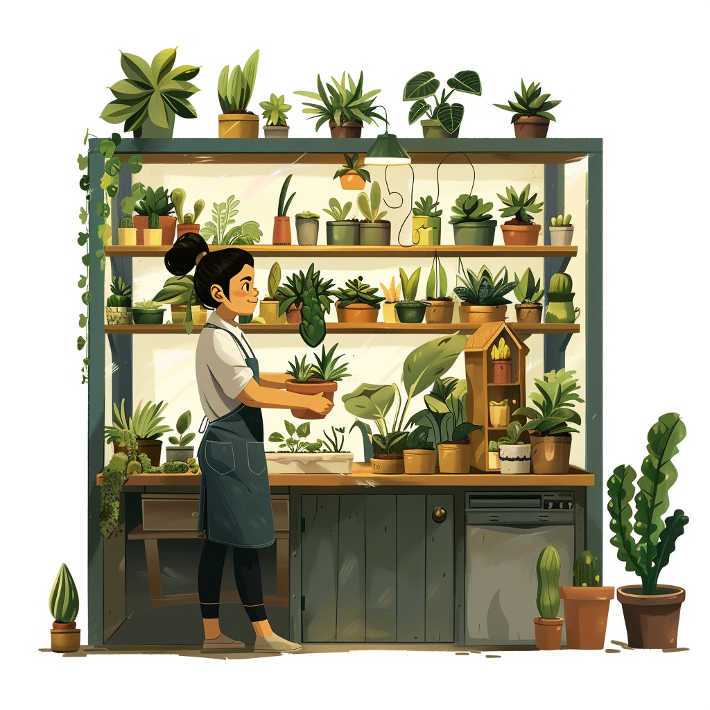Woman opening her own plant shop.